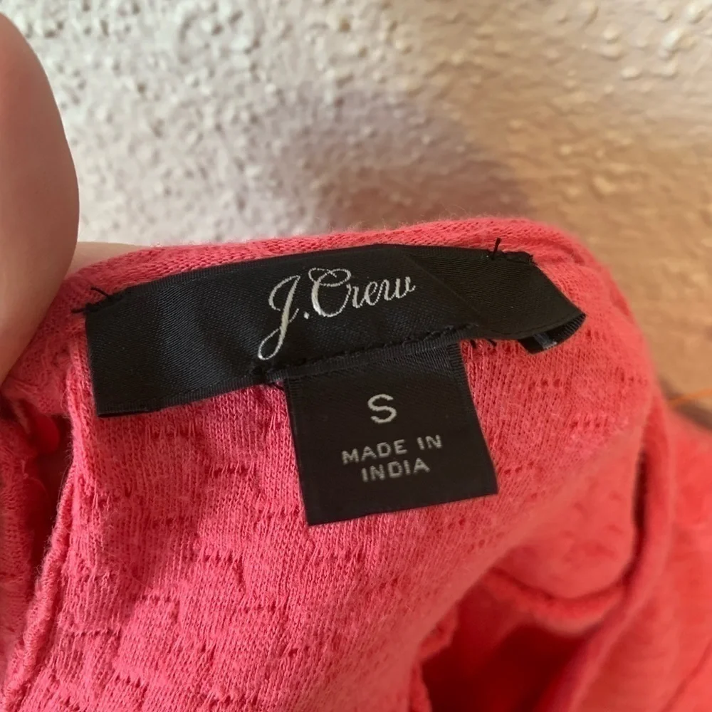J. Crew Pink Ruffle Trim Honeycomb Knit Top Size Small